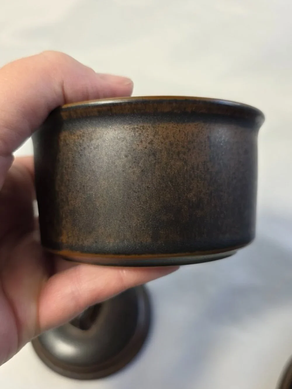Arabia of Finland Rushka Sugar Bowl with Lid Light & Dark Brown Spotted NEW